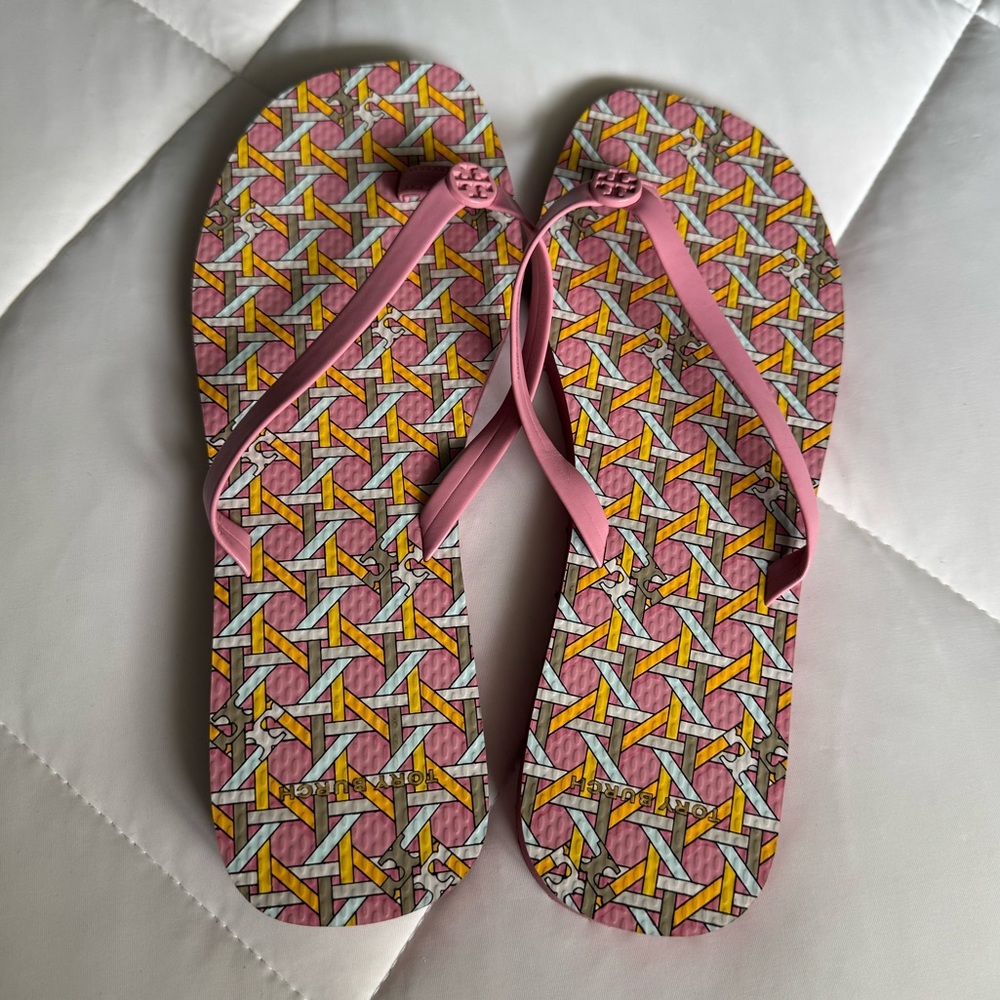 Tory Burch Pink and Yellow Sandals